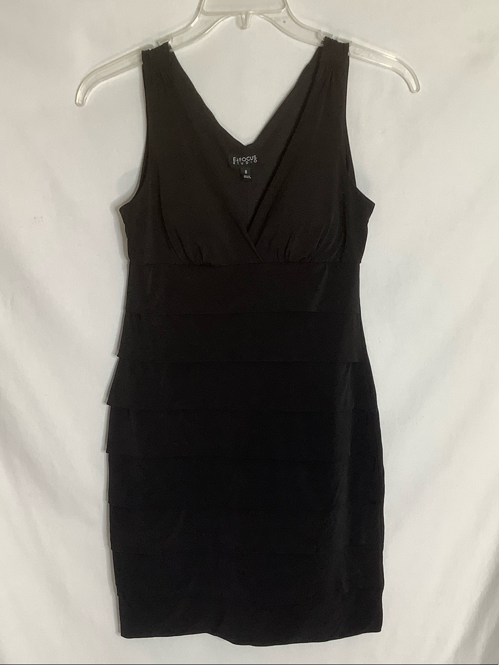 Enfocus Studio Bandage Style Black Sleeveless V-Neck Mini Dress
